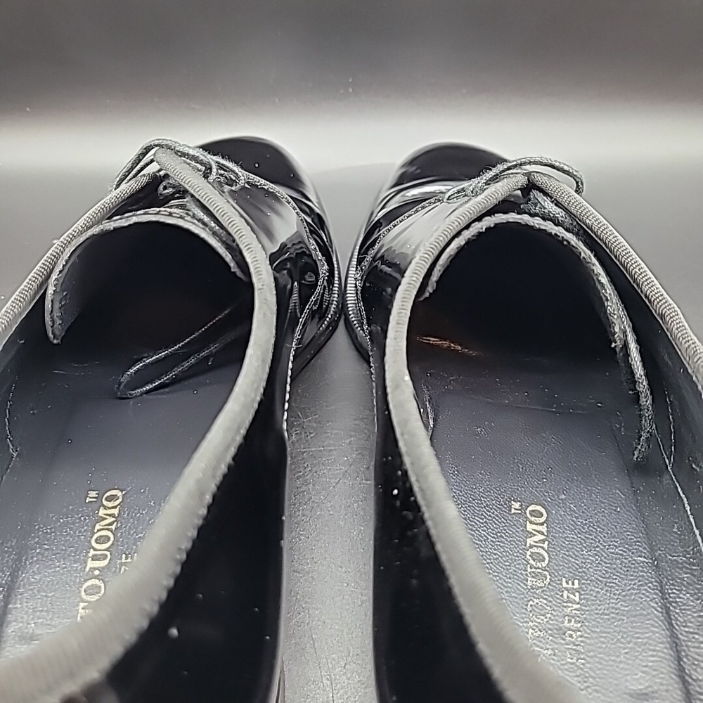 Pronto Uomo Black Patent Mens 9 Dress Shoes All Leather Formal Tuxedo - Picture 5 of 16